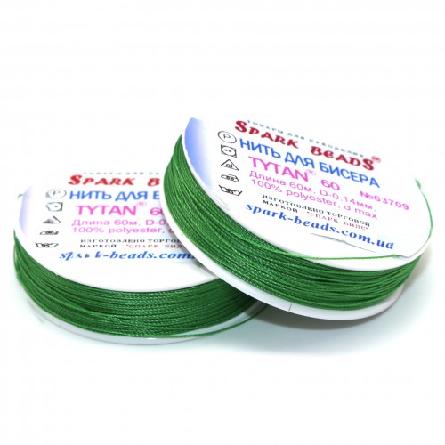 Нитки для бисера Tytan 60 Spark Beads (60м), зеленый 63709
